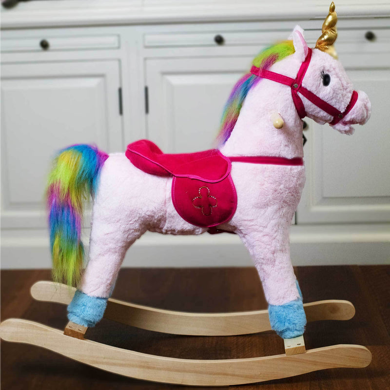 rainbow unicorn rocking horse