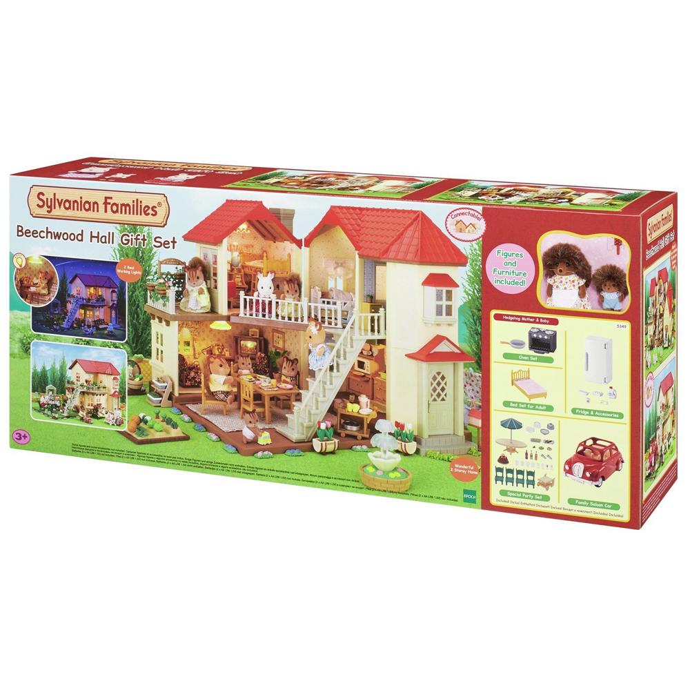 sylvanian families beechwood hall and saloon car gift set