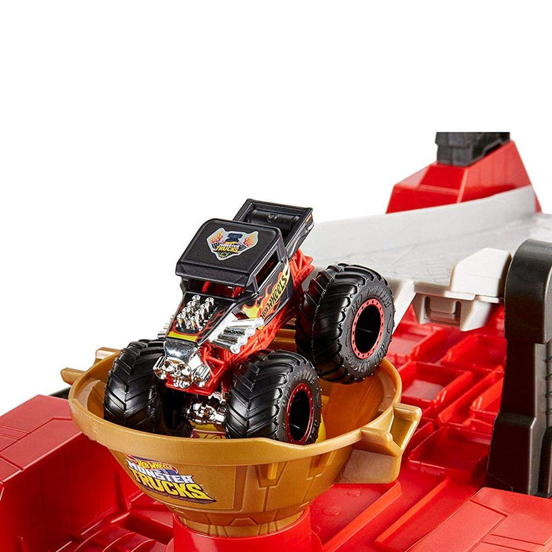 hot wheels monster trucks downhill race & go playset