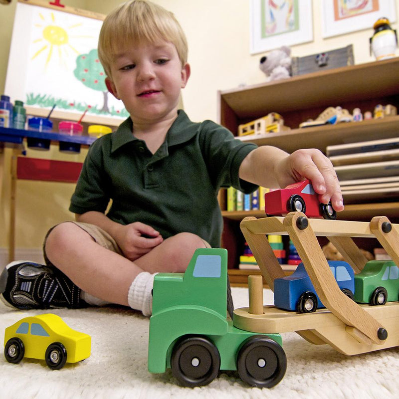 melissa and doug wooden car carrier