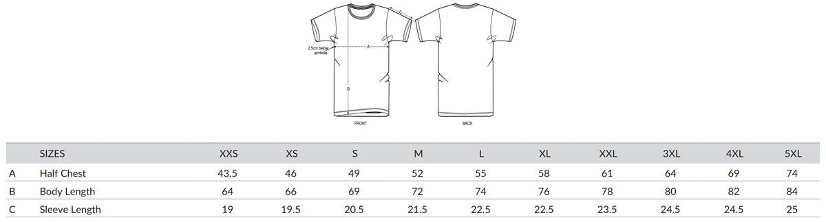 Size Guide T-Shirt oldpassion "prison-bars" logo tee