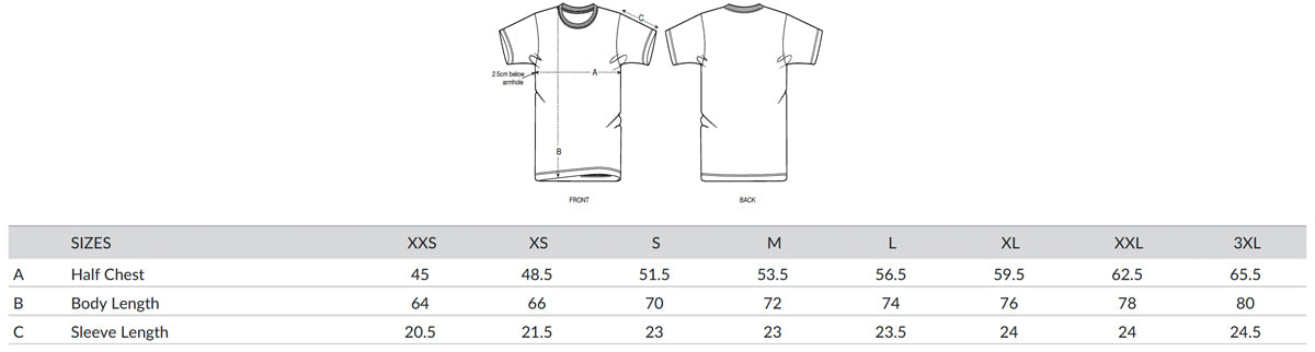 Size Guide T-Shirt «Memento-Mori / Ergo Bibamus!»