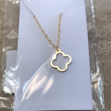 Minimalist Quatrefoil Necklace Goldtone