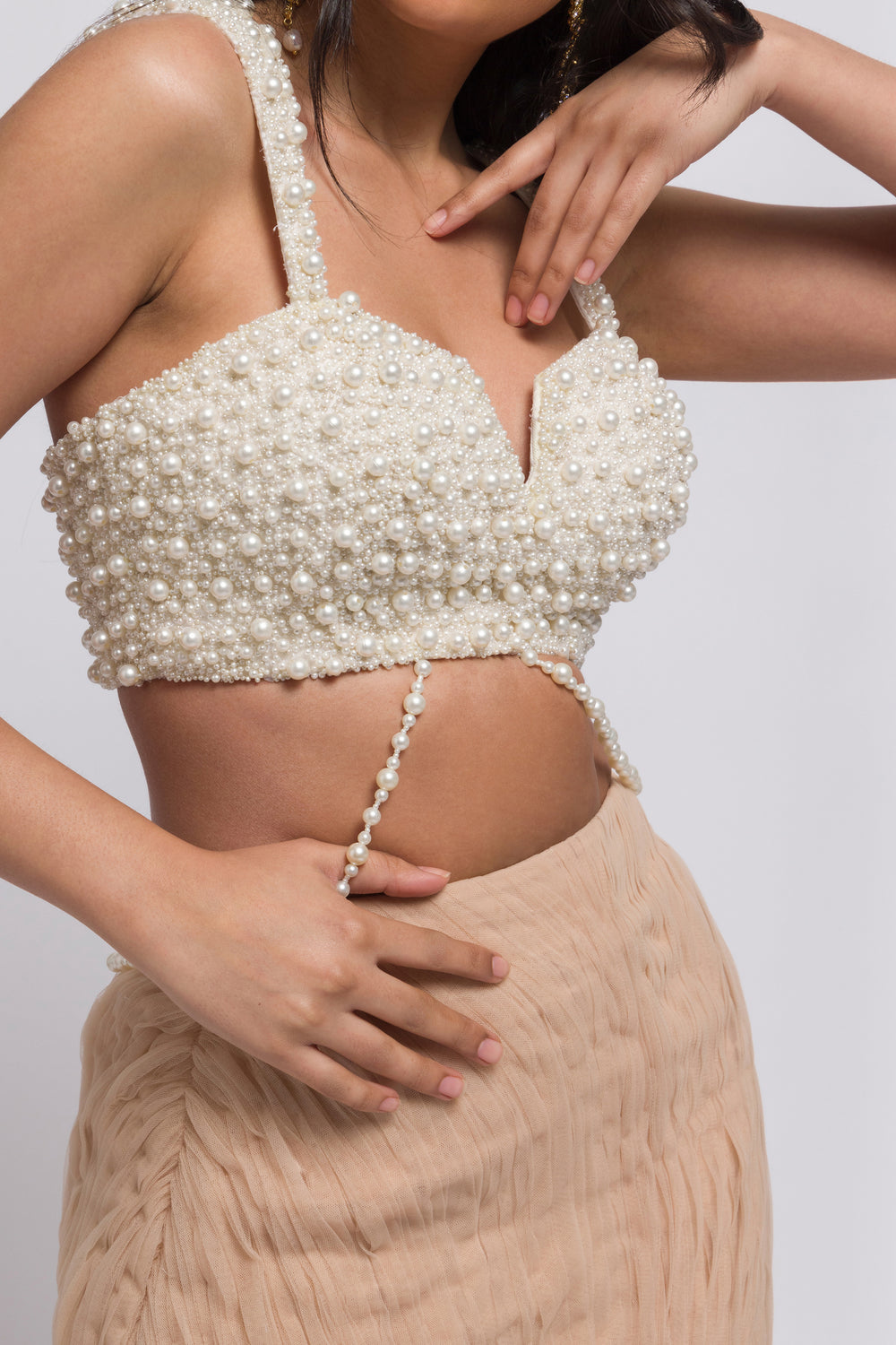 Ameri RHOMBUS PEARL BUSTIER パールビスチェ-