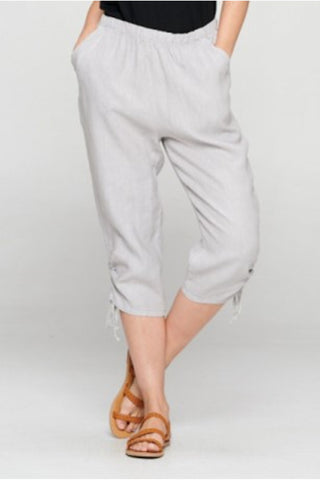 POINT ZERO INC. Linen Capri - Neutral