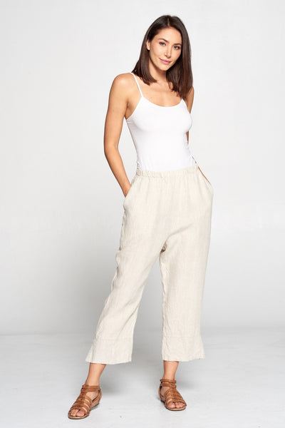 Match Point Linen Capri Pants with Side Slits LP40 in White Charcoal ...
