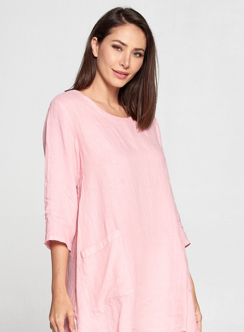 La Fixsun Linen Round Neck Long Tunic with Front Pockets - Various ...