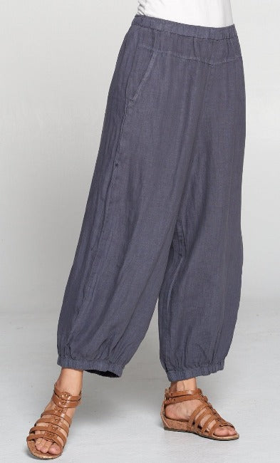 Match Point Linen Gathered Hem Lagenlook Genie Pant HLP364 - More ...