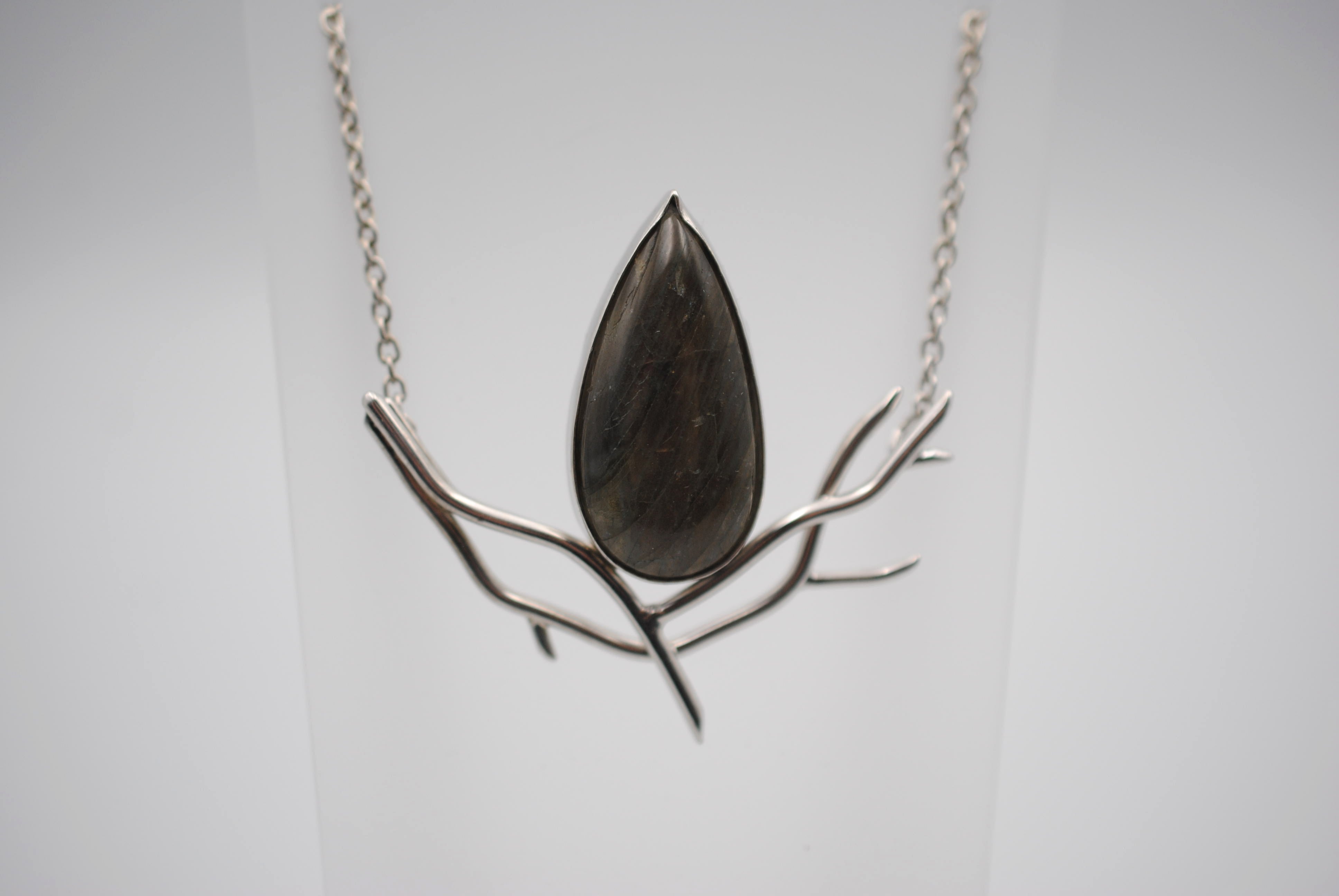 Purple Labradorite Branch Nest Pendant Necklace