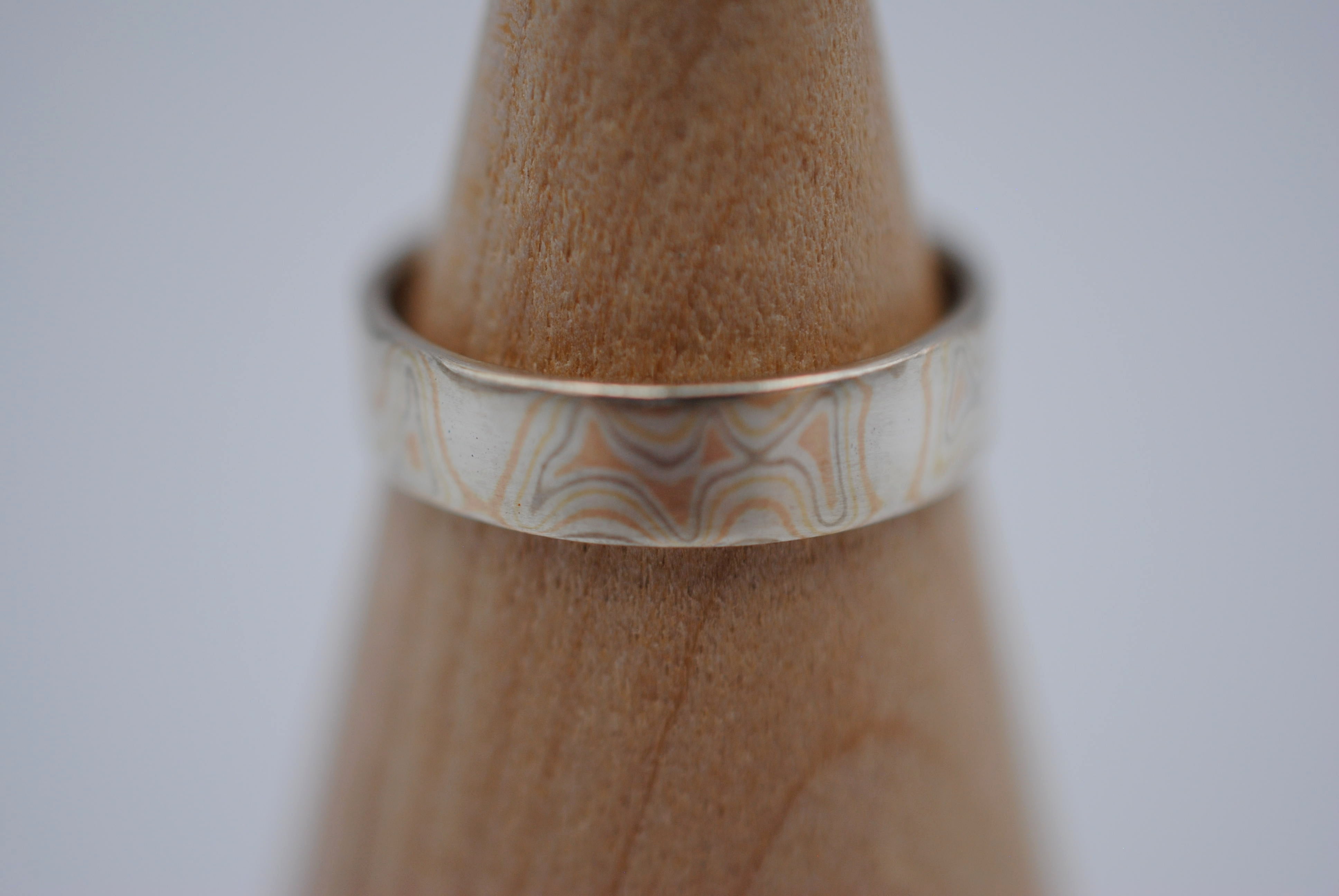 Four Tone Gold Mokume Gane Womens Band