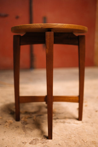 small round table built by Alexis Dolese with a Livos finish