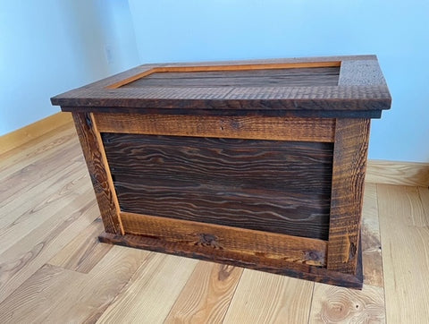 barn wood blanket chest finished with Livos