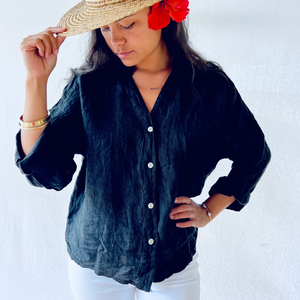 NO'I Lokelani Linen Shirt - Ohana Shop Kauai