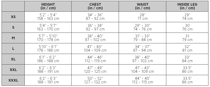 Gill Gloves Size Chart