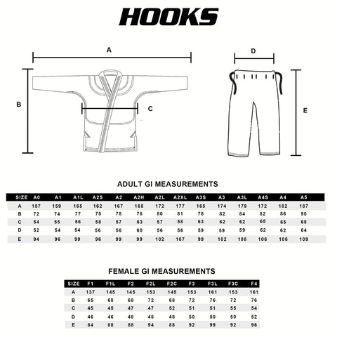 Hooks BJJ Adult Gi Measurement