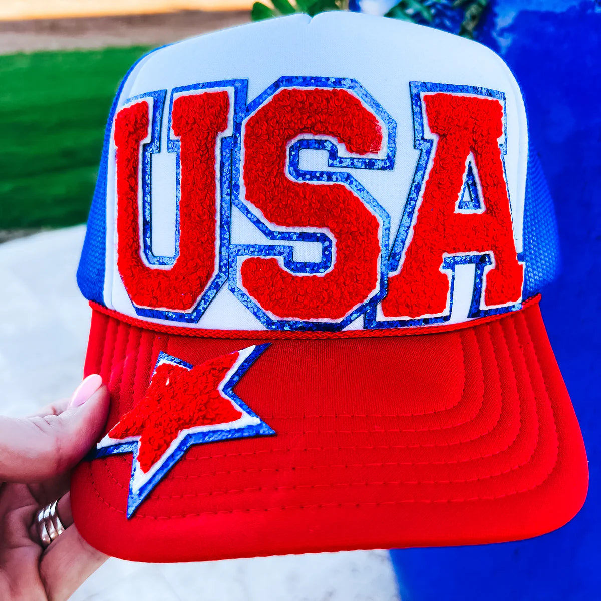 USA Chenille Patch Trucker Hat - PREORDER