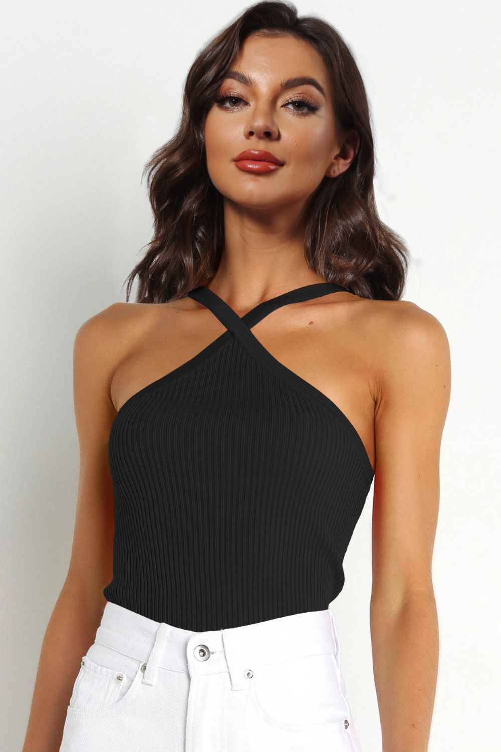 Free People - Square Neck Seamless Cami Crop Top - Black - Miss Monroe  Boutique