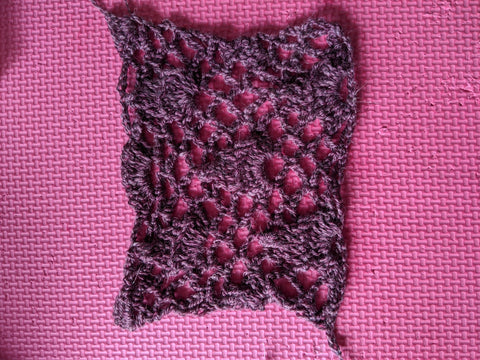 crochet lace on a blocking mat