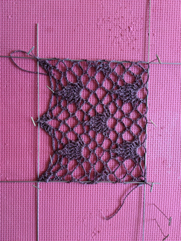 a swatch blocked using wires