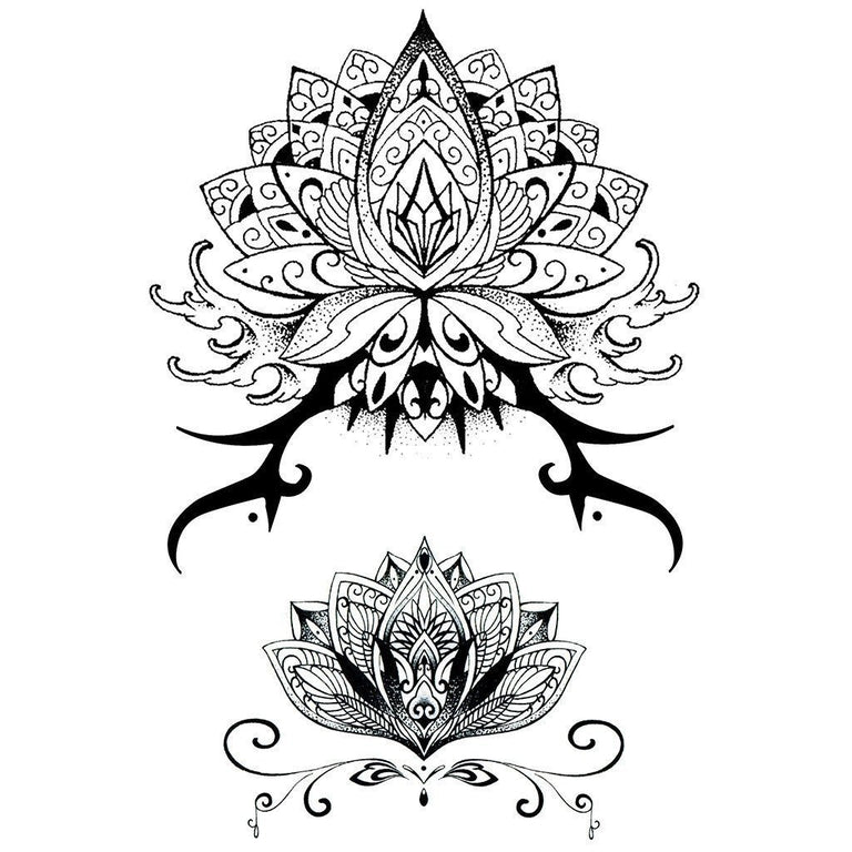 Tatouage Temporaire éphémère Mandala Sanskrit Lotus Flowers Pack Artwear Tattoo