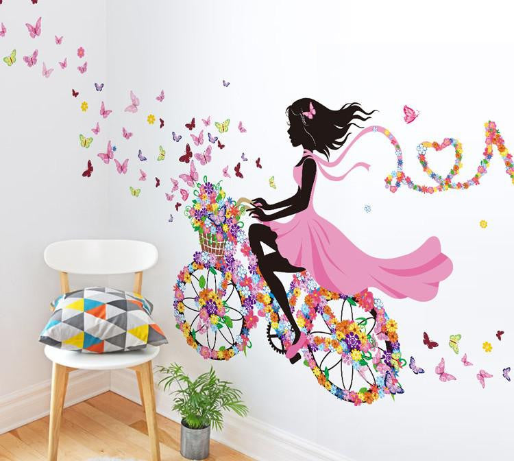Pretty 3D Girl Fairy & Flowers Wall Mural – The Decal House