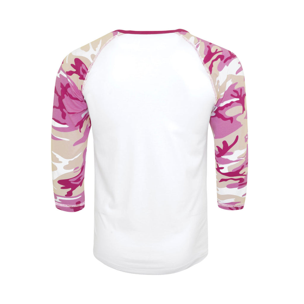 pink and white baseball tee