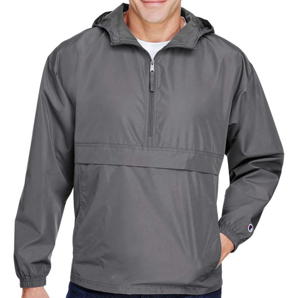 champion windbreaker mens grey