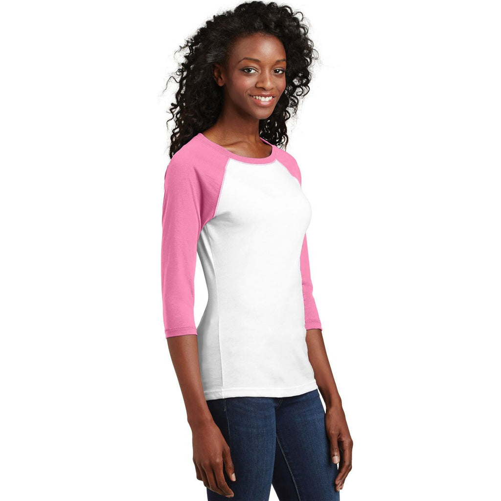 pink and white raglan shirt