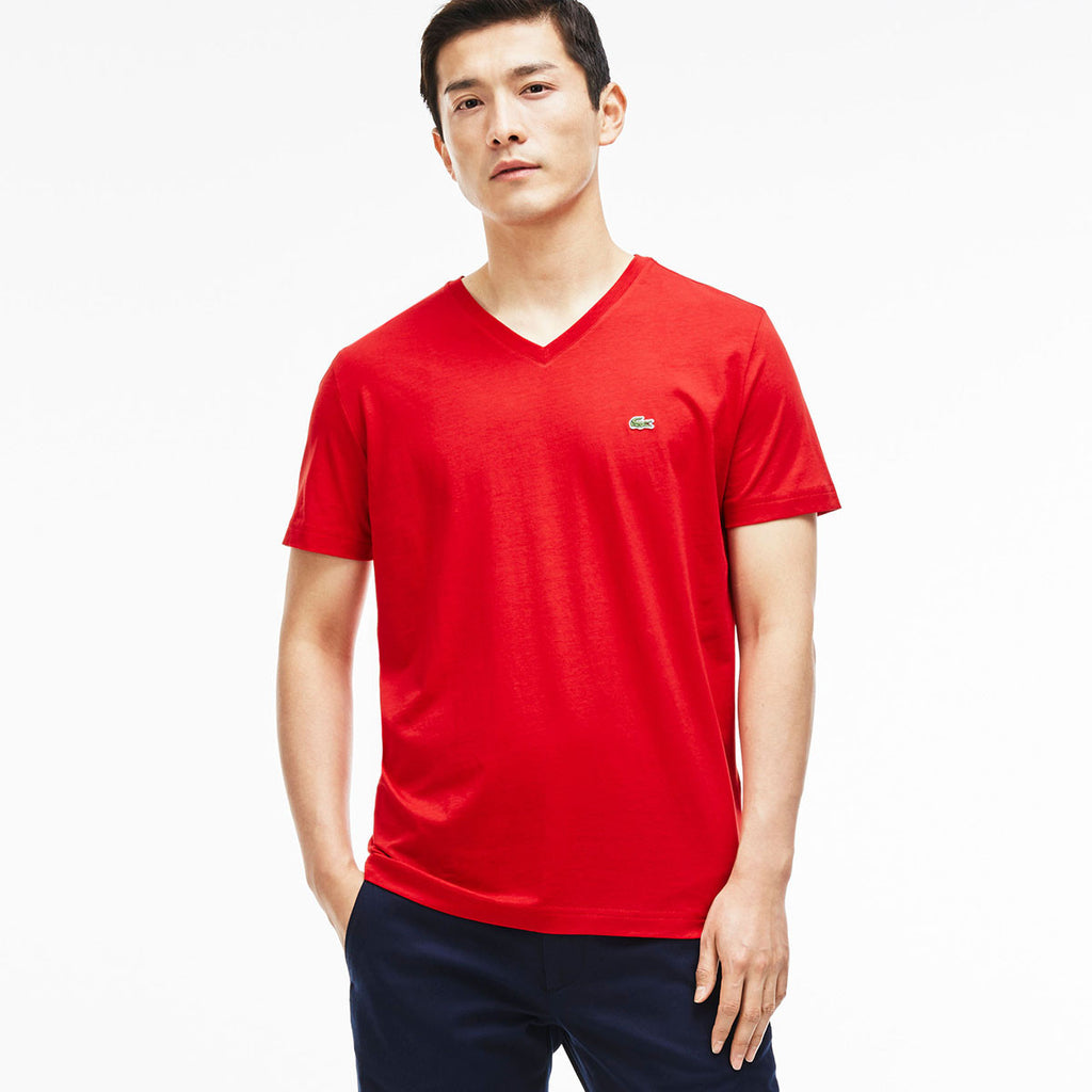 red v neck t shirt