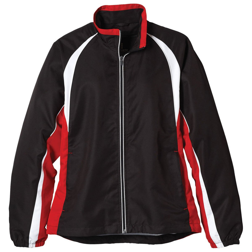 red and white track jacket