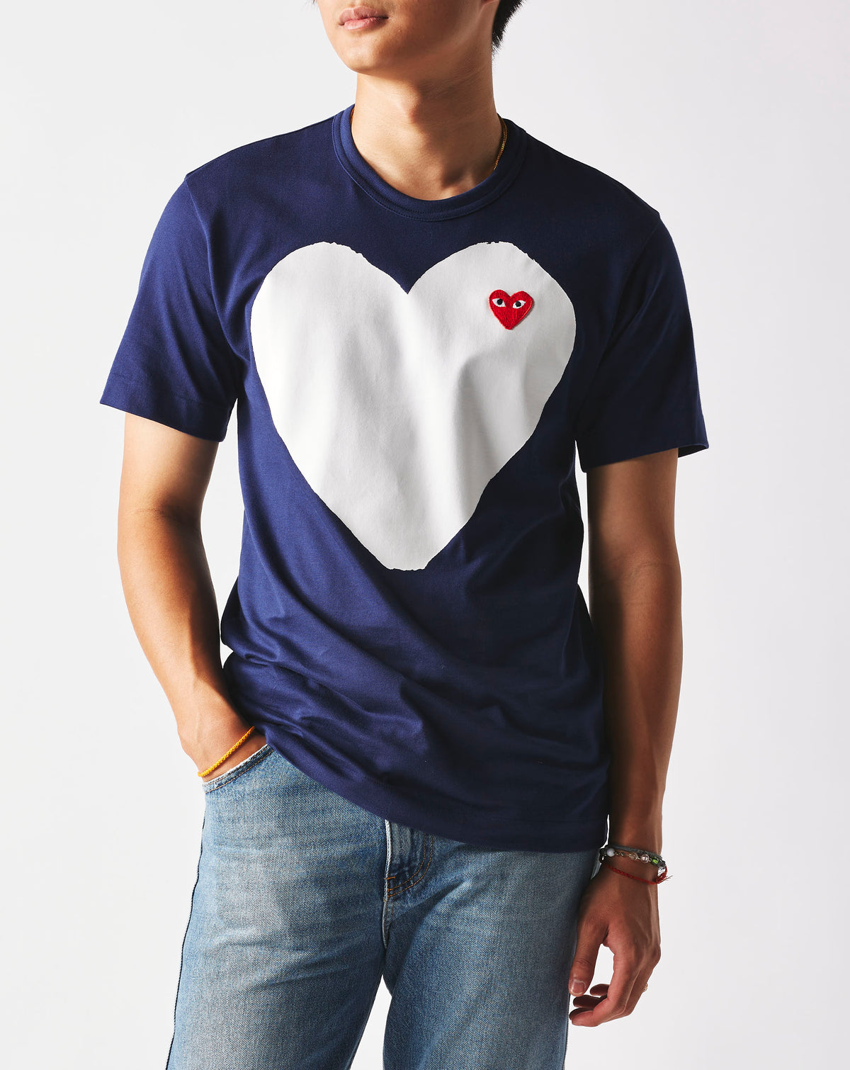 Comme des Garçons Play White & Red Half Heart T-Shirt