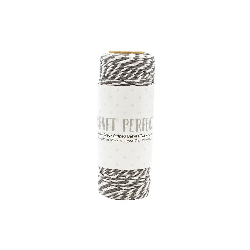 Craft Perfect - Striped Bakers Twine - Pewter Grey - (2mm/25m) - 9982E