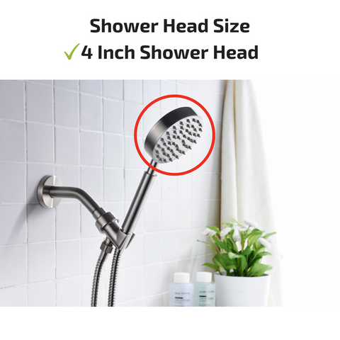 Hand Held Shower Head with Hose 4 Inch Large Showerhead Size