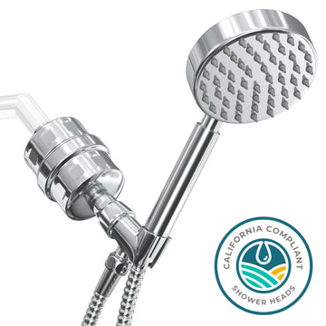All Metal Shower Head Filter with 1-Spray Handheld Shower Head Set - Low Flow - 1.75 GPM