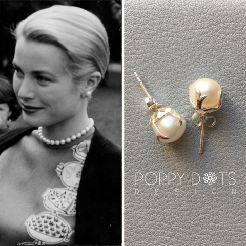 Sterling Silver Blusing Bride Pearl Studs