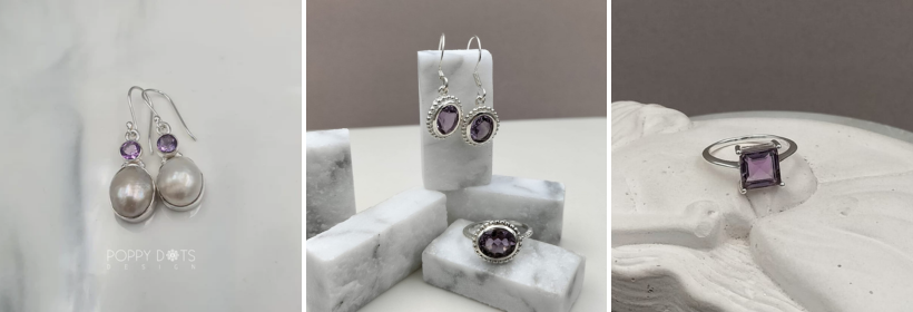 Sterling silver and purple amethyst jewellery