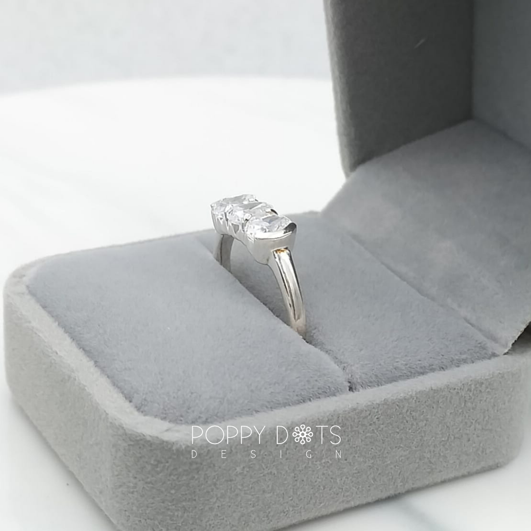 Sterling Silver Oval Zirconia Trinity Ring