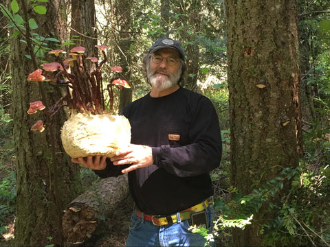 Paul Stamets holding large mushroom species