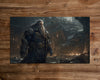 The Elder Warrior of Steam - MTG Playmat - 24 x 14 inches - MTG Gifts - Magic The Gathering Gifts - Stitched Playmat