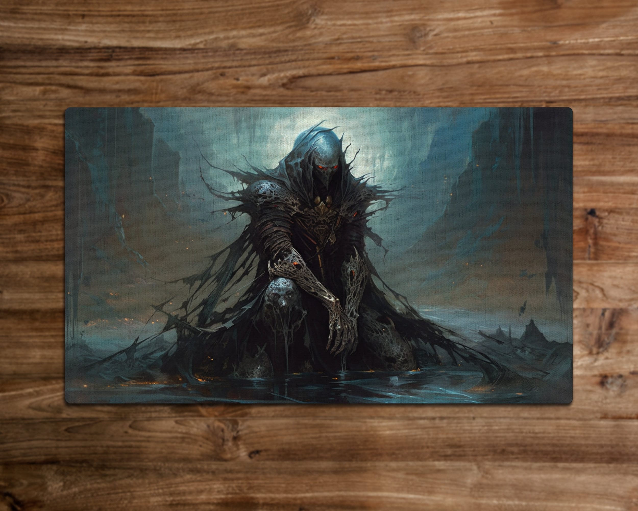 The Black King from Beyond - MTG Playmat - 24 x 14 inches -Playmat for TCG - Handcrafted