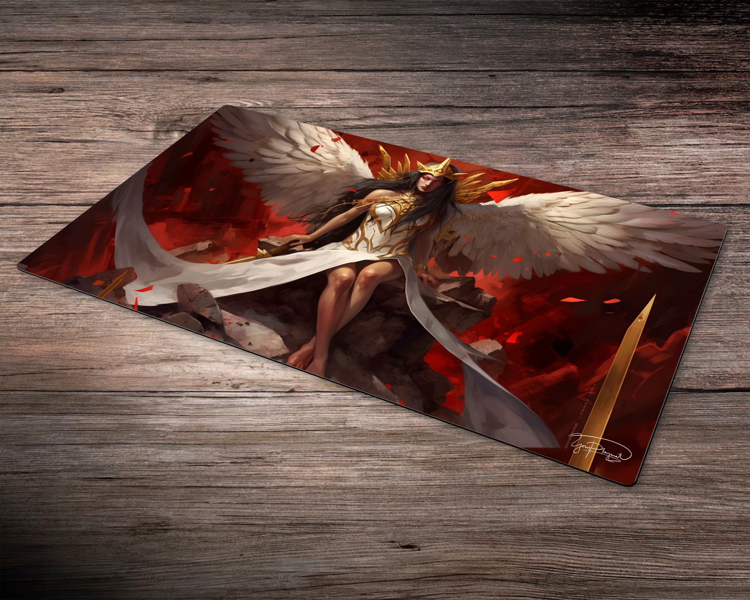 Angel Crimson Seraphim - MTG Spielmatte - 24 x 14 inches - MTG Geschenke - MTG Zubehör - Magie Tischmatte