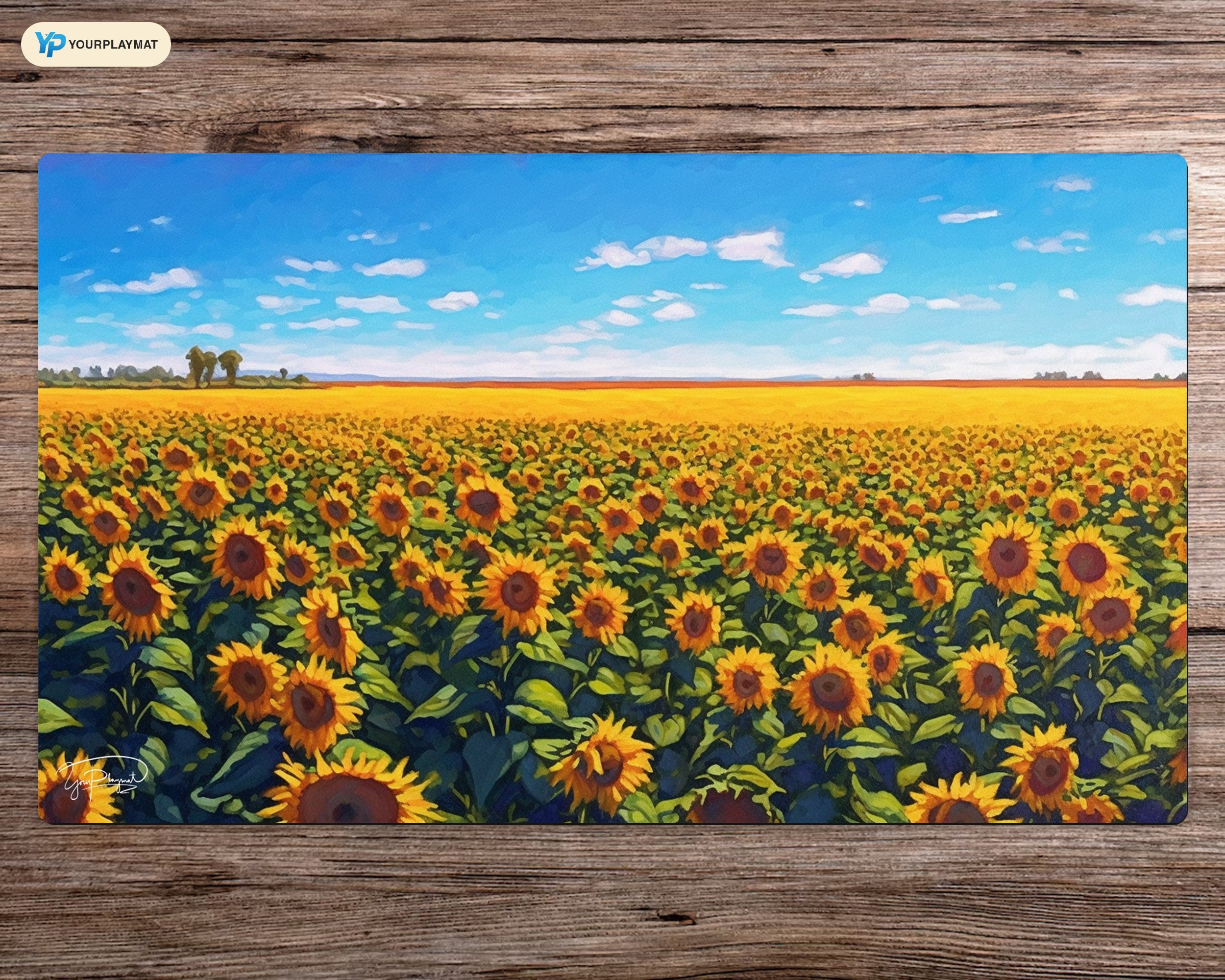 Fields of Golden Sunflowers - MTG Spielmatte - 24 x 14 inches - MTG Geschenke - MTG Zubehör - Magie Tischmatte