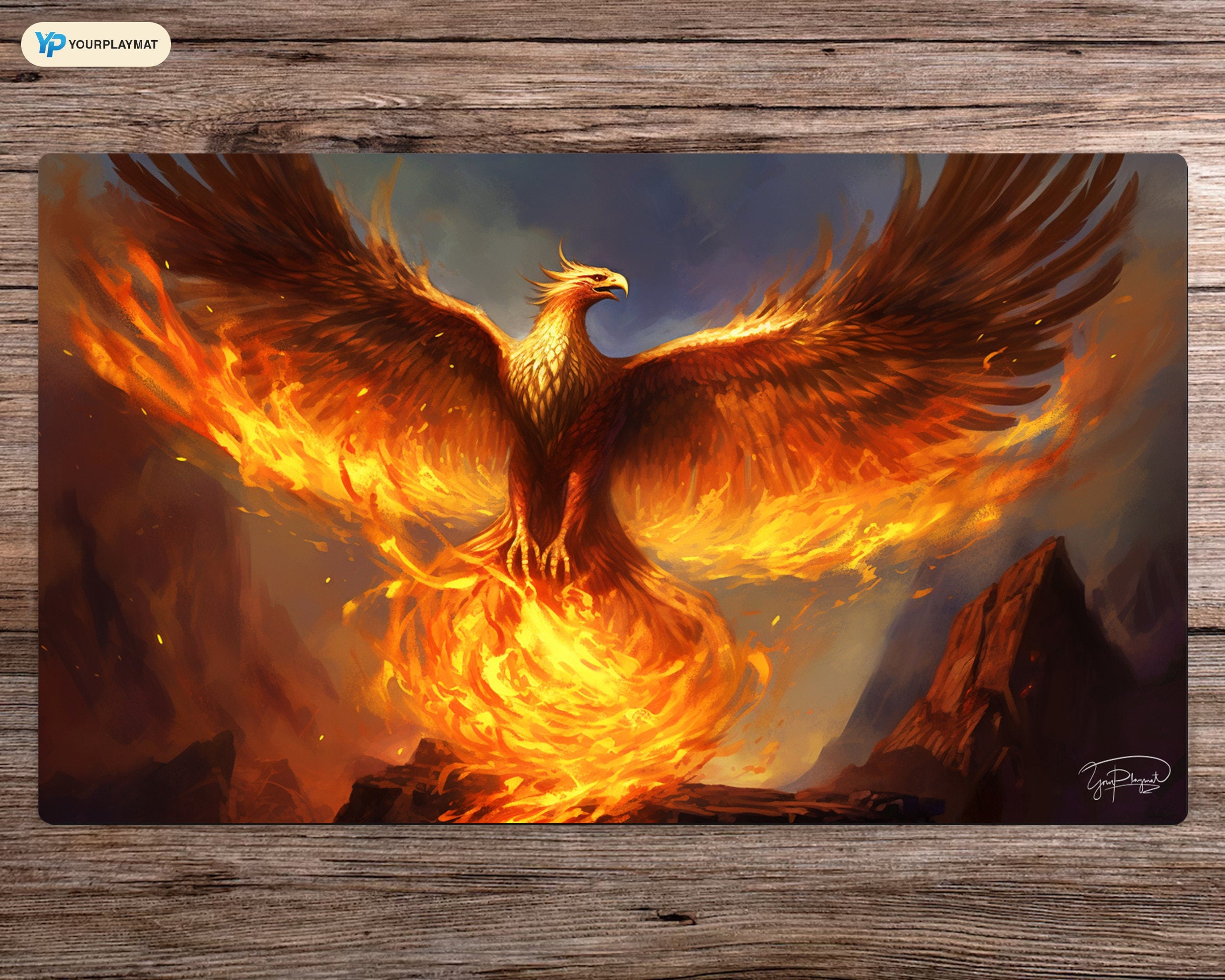 Phoenix of the Burning Sun - MTG Spielmatte - 24 x 14 inches - MTG Geschenke - MTG Zubehör - Magie Tischmatte