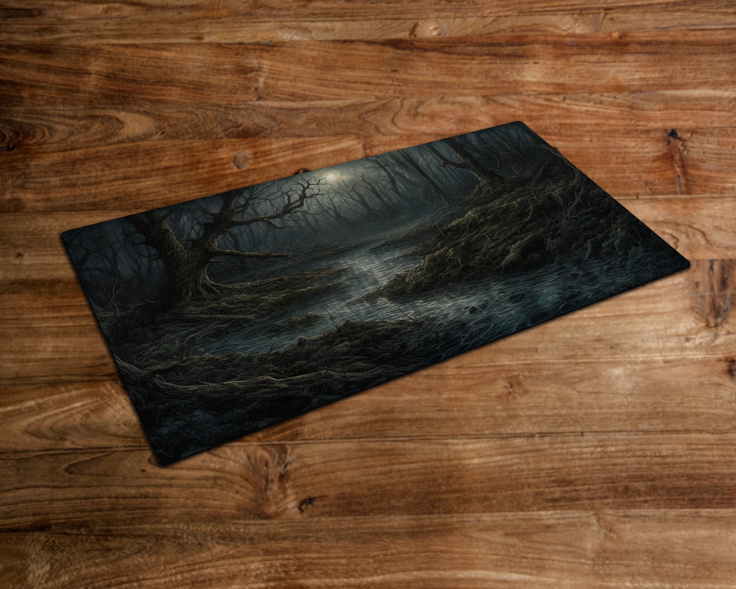 Swamp Black Waters - MTG Playmat - 24 x 14 inches - MTG Gifts - Magic The Gathering Gifts - Stitched Playmat