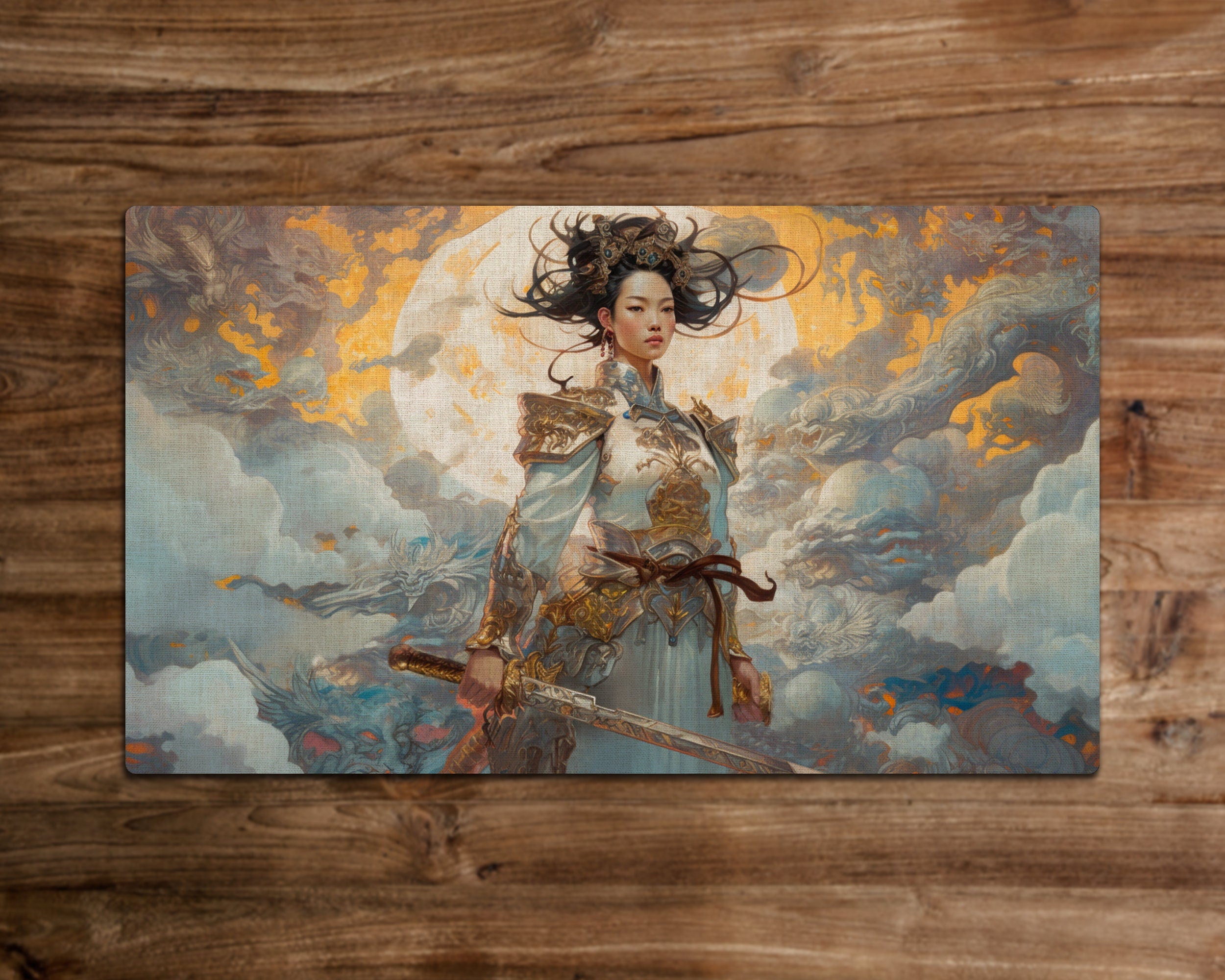 Guardian of the Golden Blade - MTG Playmat - 24 x 14 inches - MTG Gifts - Magic The Gathering Gifts - Stitched Playmat