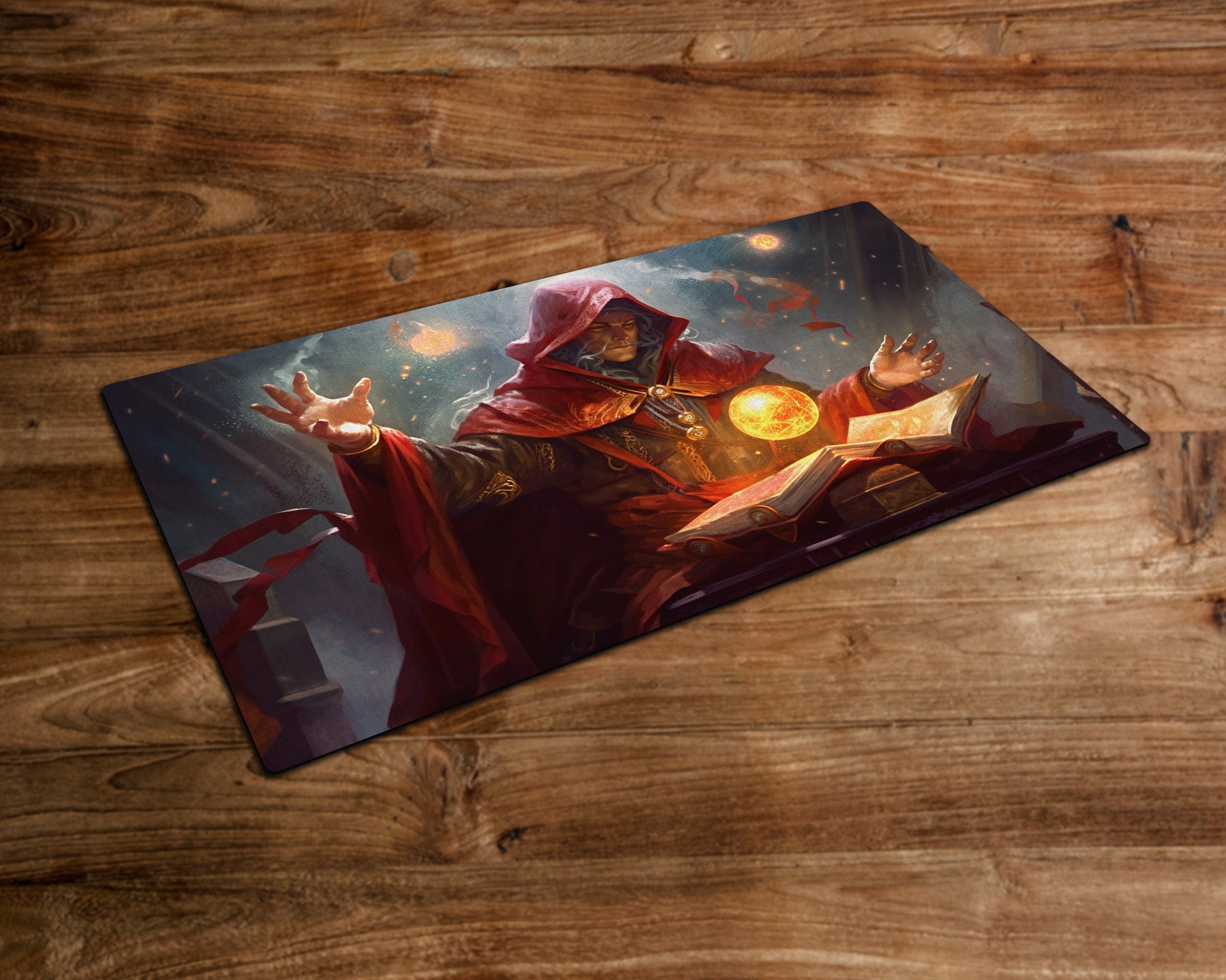 Magus of the Crimson Tome - MTG Playmat - 24 x 14 inches -Playmat for TCG - Handcrafted