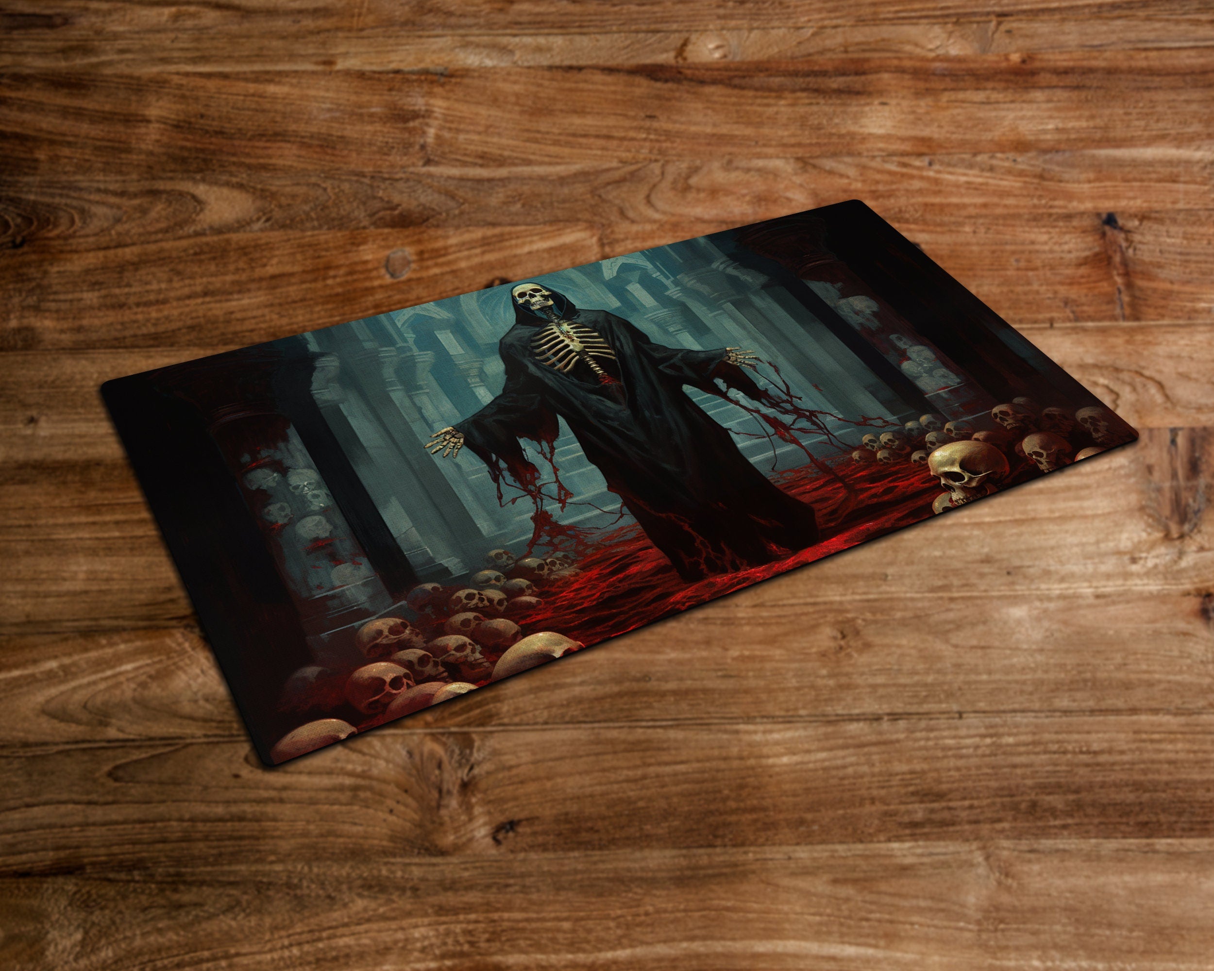 The Blood-soaked Skeleton Mage - MTG Playmat - 24 x 14 inches - MTG Gifts - Magic The Gathering Gifts - Stitched Playmat