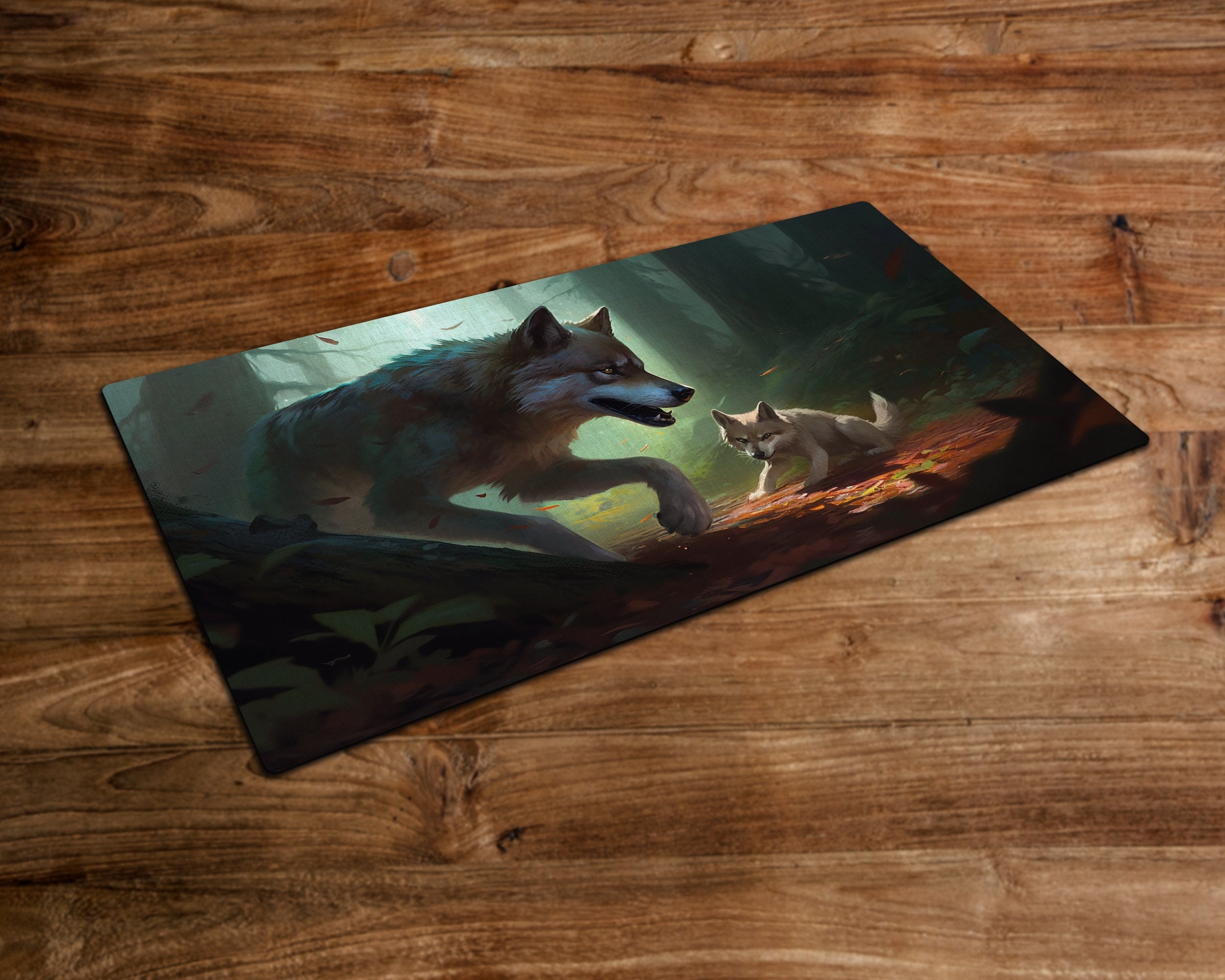 The Wolf's Den - MTG Playmat - 24 x 14 inches -Playmat for TCG - Handcrafted