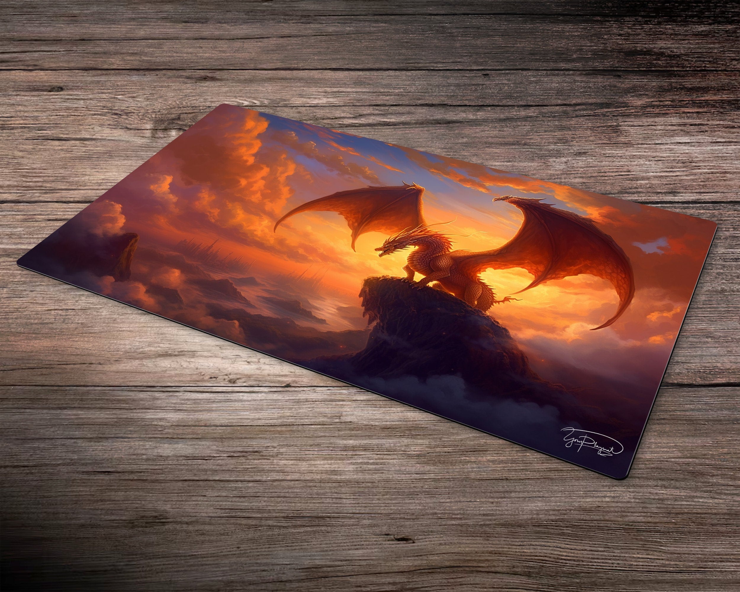 Beyond the Clouds: The Mystical Dragon's Wonder - MTG Spielmatte - 24 x 14 inches - MTG Geschenke - MTG Zubehör - Magie Tischmatte