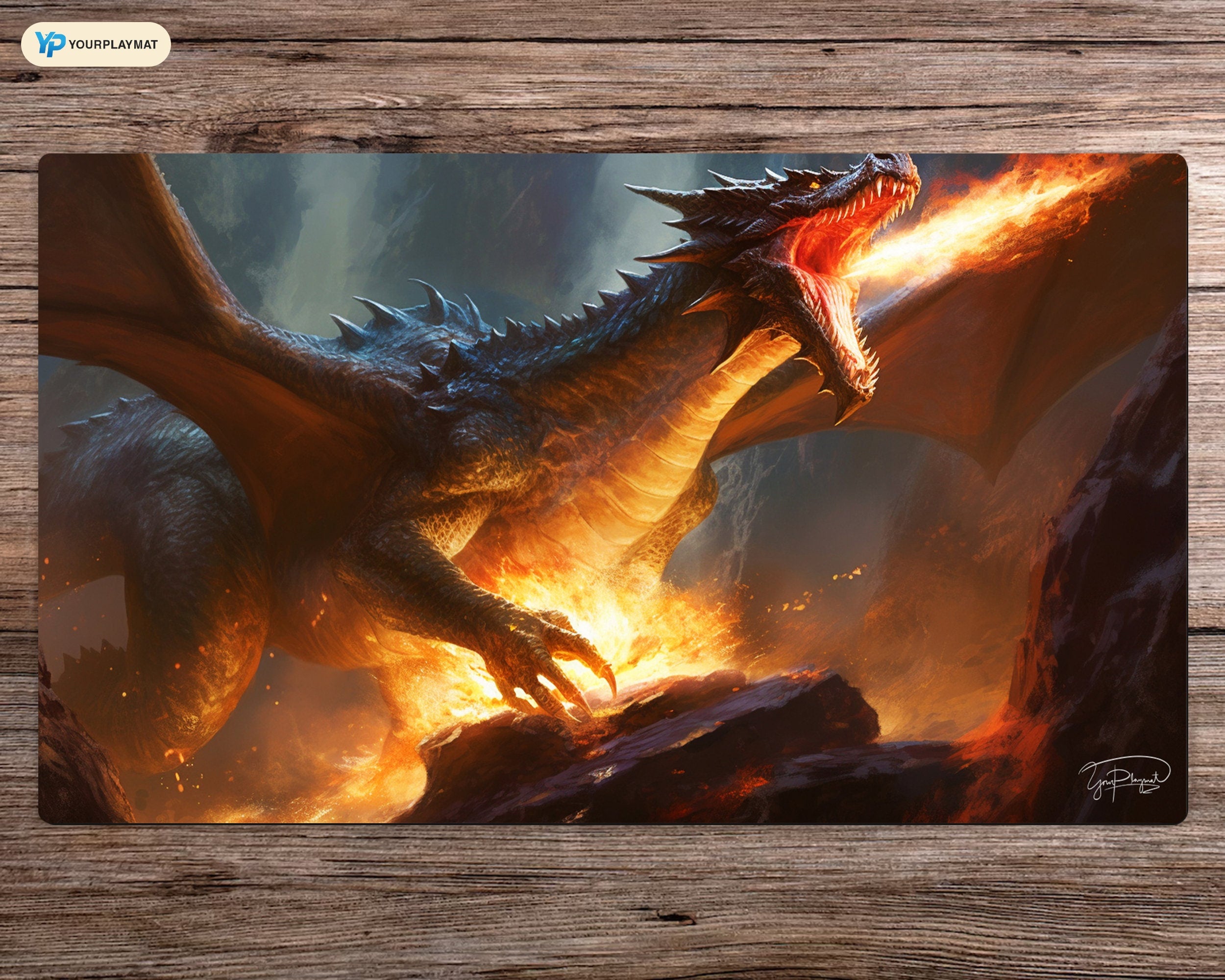 Dragon's Fire Breathe - MTG Spielmatte - 24 x 14 inches - MTG Geschenke - MTG Zubehör - Magie Tischmatte